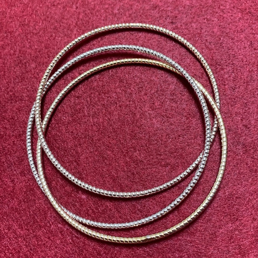 Two-tone Three Hammered Bracelet